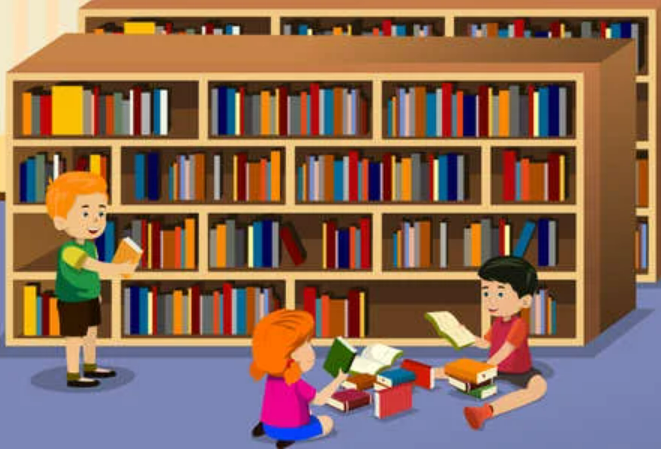 immagine di bambini in biblioteca