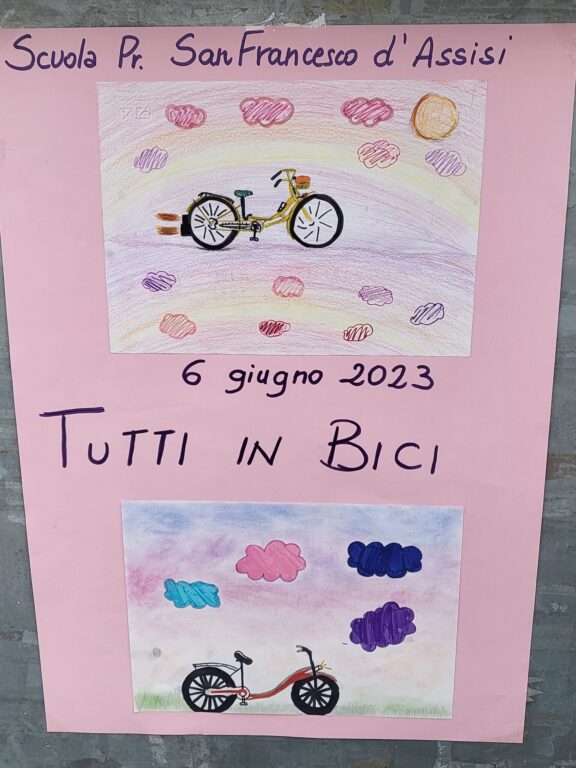 Manifesto TuttInBici con 2 disegni di biciclette